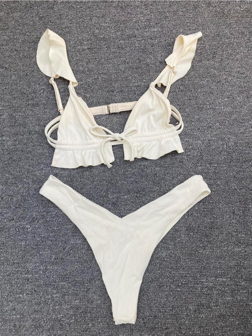 Women's Cream Ruffle Bikini Set